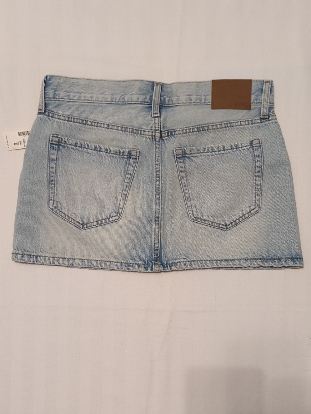 Aeropostale Light Blue Distressed Denim Skirt with Pockets And Branded Button - Picture 7 of 9